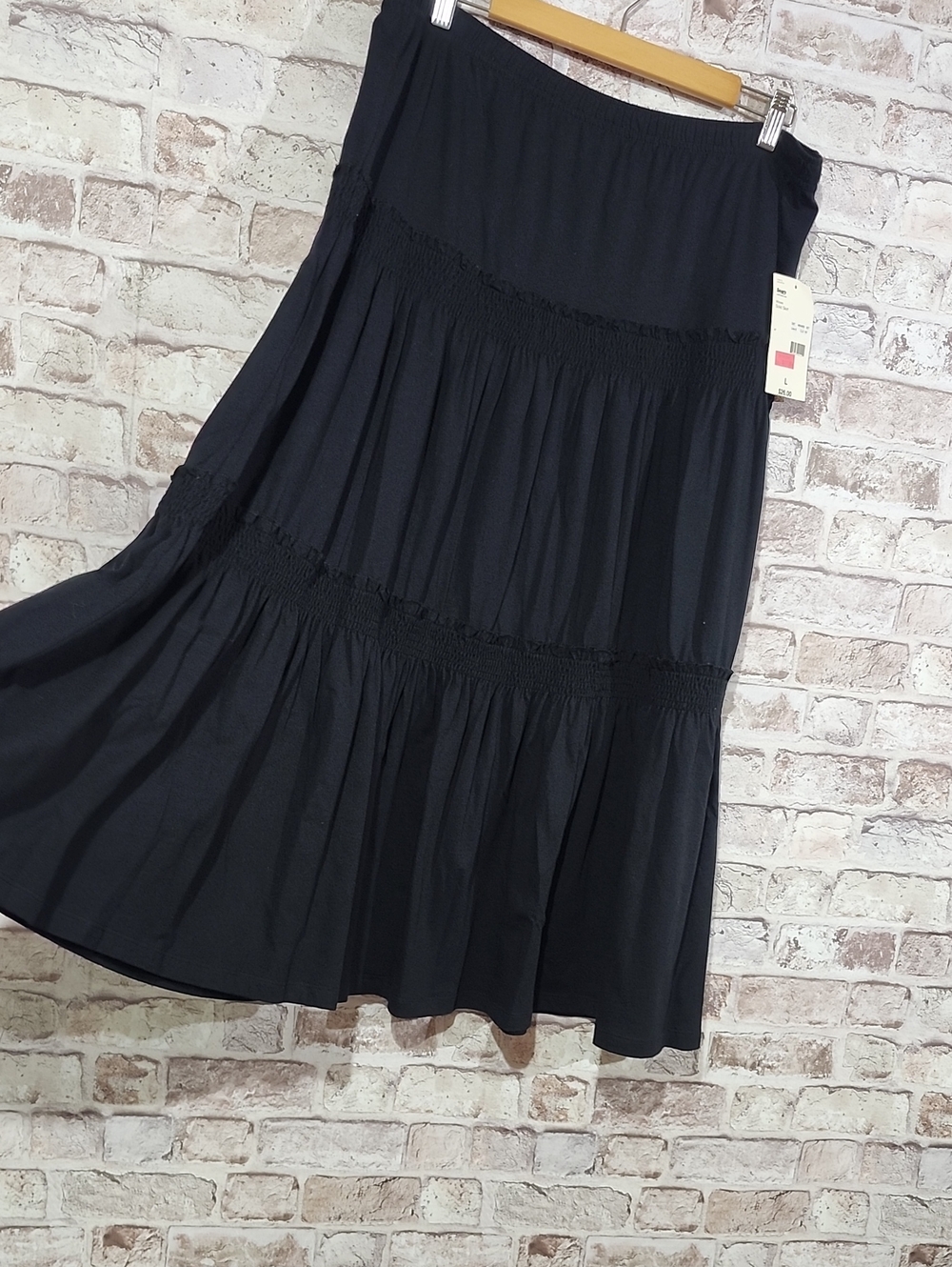 Classic Elements Black Tiered Maxi Skirt with Elastic Waist